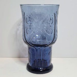 VINTAGE 1970's LIBBEY BLUE GLASS TUMBLER COUNTRY GARDEN DAISEY 6" REPLACEMENT